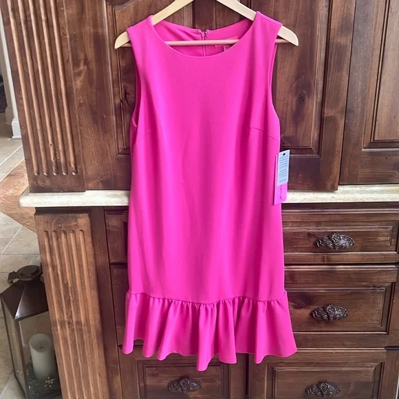 Betsey Johnson Scuba Crepe Shift Dress Fuchsia